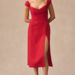 Reformation Bridgton Red Linen Dress